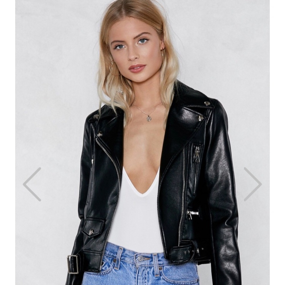 New Nastygal Vegan Leather Biker Jacket